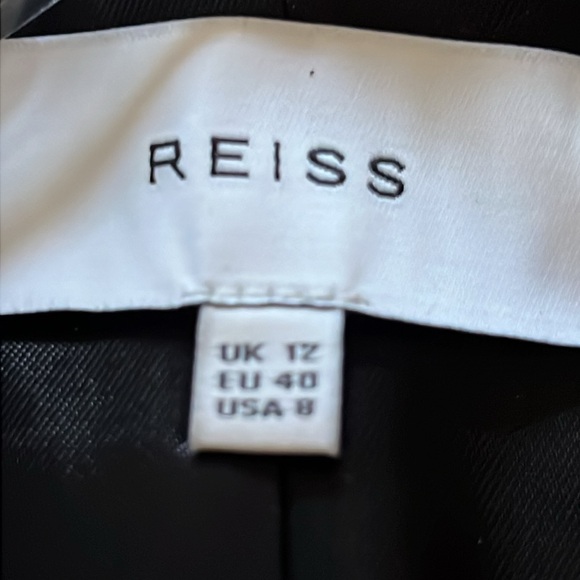 REISS Black Textured Soft Wool blend Double-Breasted Peacoat Size 8 - Picture 6 of 9